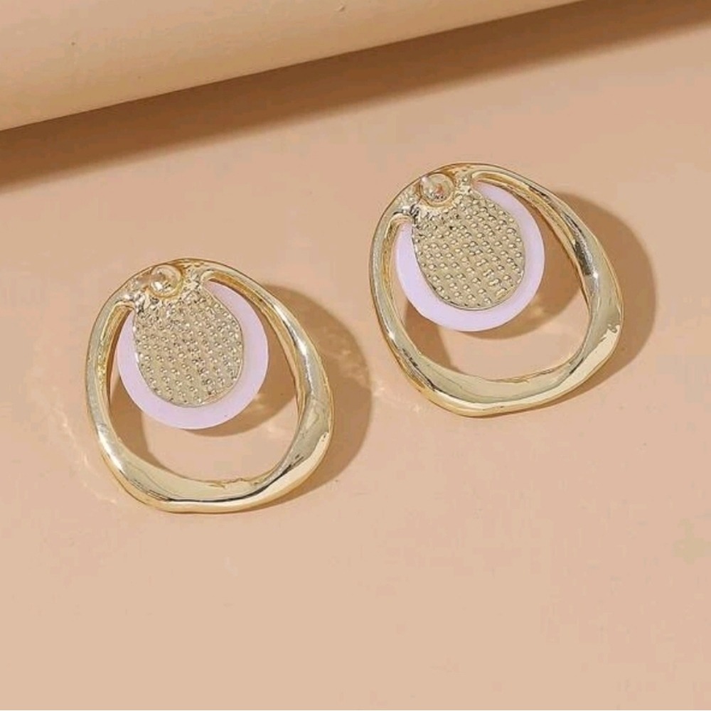 Faux Pearl Gold Tone Stud Earrings Bridal Statement wedding Cocktail Classic 💖 - Picture 4 of 13